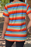 FW9817 Rust/striped short sleeve top w/sequin
