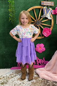 Floral purple girl dress XCH0555-1H (A2S6)