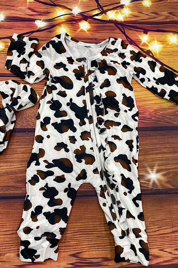 Cow printed baby onesie w/headband included