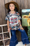 XCH0722-14H Blessed cow printed short sleeve girl t-shirt