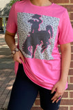 XCH14127 PINK  TOP W/ BRONC RIDER GRAPHIC
