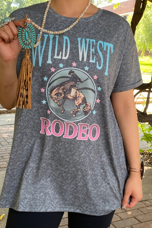 XCH14272 WILD WEST RODEO,WESTERN SHORT SLEEVE TOP
