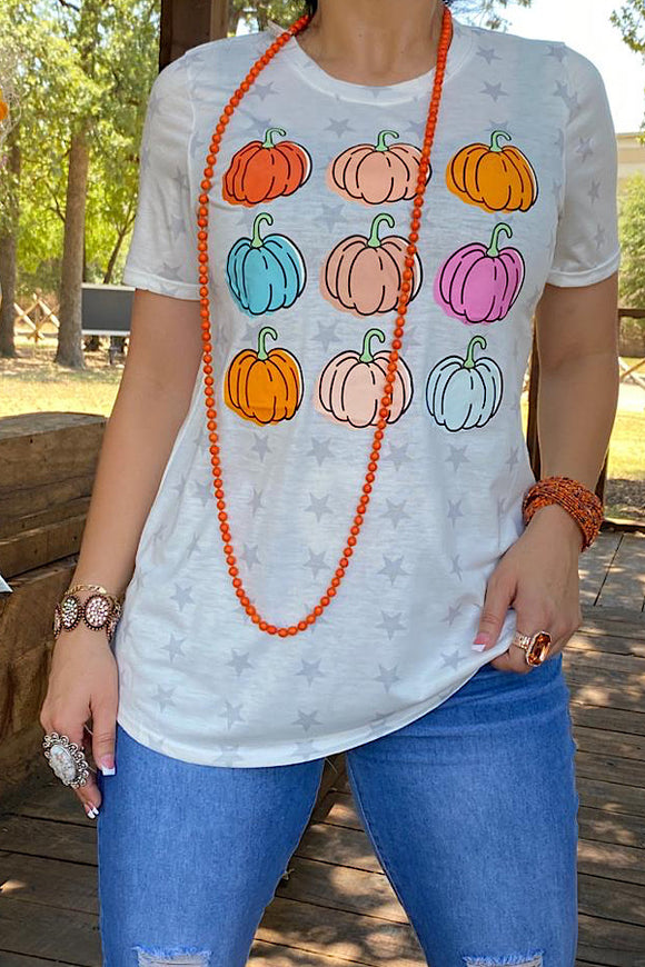Multi color pumpkin printed t-shirt DLH10904