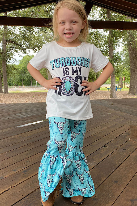 TURQUOISE IS MY ROCK 2pc girl set 1154WY