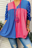 Women's blouse wholesaler 4th of July striped top with stars on the sleeves GJQ14720 (DS9)