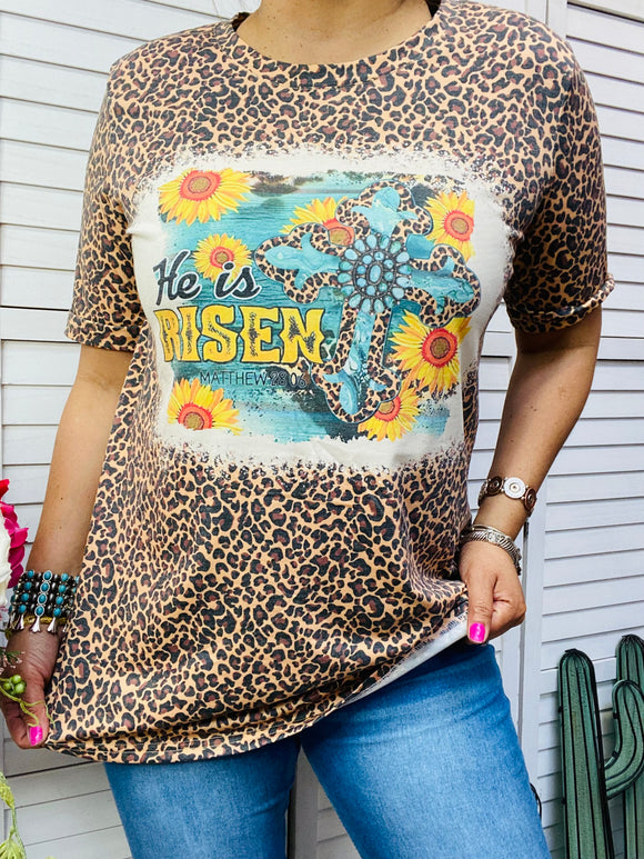 He is Risen / Leopard printed top DLH13026
