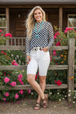 J197 White denim fabric bermuda shorts IS13