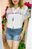Women's shorts wholesale Blue denim shorts w/aqua cactus embroidery J527 IS7
