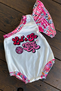 LET'S GO GIRLS disco ball one sleeve baby romper 1140WY