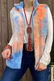 Western fleece tie dye sleeveless women's boutique vest LW8337