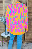 Pink/yellow/teal leopard knitted long sleeve women sweater MY13394