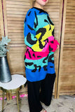 Multi color leopard knitted long sleeve women sweater MY13437