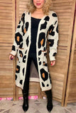 Mom and me knitted leopard long style open cardigan/sweater w/pockets MY15267