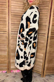 Mom and me knitted leopard long style open cardigan/sweater w/pockets MY15267