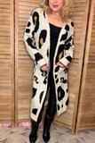 Mom and me knitted leopard long style open cardigan/sweater w/pockets MY15267