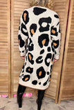Mom and me knitted leopard long style open cardigan/sweater w/pockets MY15267