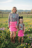 Mom and me Pink denim & rhinestone tassels & pockets DLH13628 IS9