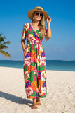Chic floral printed short sleeve maxi women boutioque dress Southern Stitch PA2406 (CS7F)