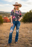 Western blue distressed jeans denim women's boutique pant S003 IS15