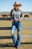 Western blue distressed jeans denim women's boutique pant S003 IS15