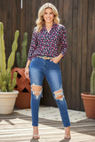 Southern Stitch denim blue ripped jeans women's pants S004 IS14