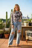 Western washed blue denim straight ripped pant women's boutique jeans S008 IS15