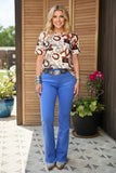 Elastic band waist long straight women blue jeans S009 IS16