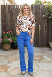 Elastic band waist long straight women blue jeans S009 IS16