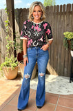 Western washed blue denim ripped boutique women's jeans S011 IS21