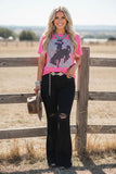 Western PINK TOP W/ BRONC RIDER GRAPHIC women's boutique top XCH14127 DS11