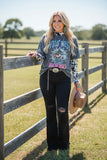 Western "WILD WEST RODEO" gray women's boutique top XCH14272 (DS9)