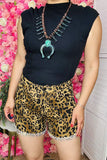 Women's shorts wholesale Leopard prints denim shorts with pockets S023