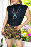 Women's shorts wholesale Leopard prints denim shorts with pockets S023