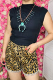Women's shorts wholesale Leopard prints denim shorts with pockets S023