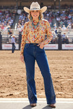 Western blue denim rhinestone jeans bell bottom women's boutique pant Southern Stitch S025
