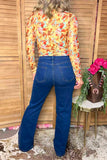 Western blue denim rhinestone jeans bell bottom women's boutique pant Southern Stitch S025