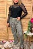 Western grey leopard denim wide leg women's boutique jeans Southern Stitch S028