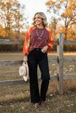 Western raglan long sleeve burgundy women's boutique top SP7924 ES9