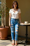 Women Slim Fit Stretchy Casual Denim Pants Distressed Jeans SP-J1521 IS12