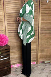 Southern Stitch Green & White print poncho loose women top GJQ16694