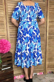 Southern Stitch NEW Blue & White Floral Printed Midi Dress XCH16216(BS3)