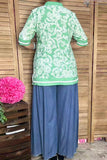 Southern Stitch Mint Green paisley printed women top with v-neck and trim GJQ16975