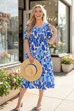 Southern Stitch NEW Blue & White Floral Printed Midi Dress XCH16216(BS3)