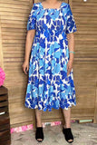 Southern Stitch NEW Blue & White Floral Printed Midi Dress XCH16216(BS3)