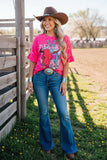 Western women t-shirt suppliers DESERT bull skull printed w/short sleeves XCH12979 (GS8)
