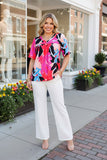 Women's clothing bulk Multi color floral prints short sleeve lady's blouse BQ15950 IS9