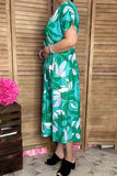 Spring green floral printed short sleeve women dress GJQ16445 AS4