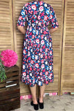 Buy Multi color floral printed women's maix dress w/half sleeve elastic waist GJQ16148 BS6