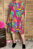Shop Women's dress Multi color pattern printed w/short sleeves & bow YMY15971 IS22
