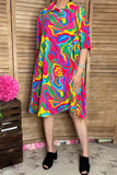 Shop Women's dress Multi color pattern printed w/short sleeves & bow YMY15971 IS22